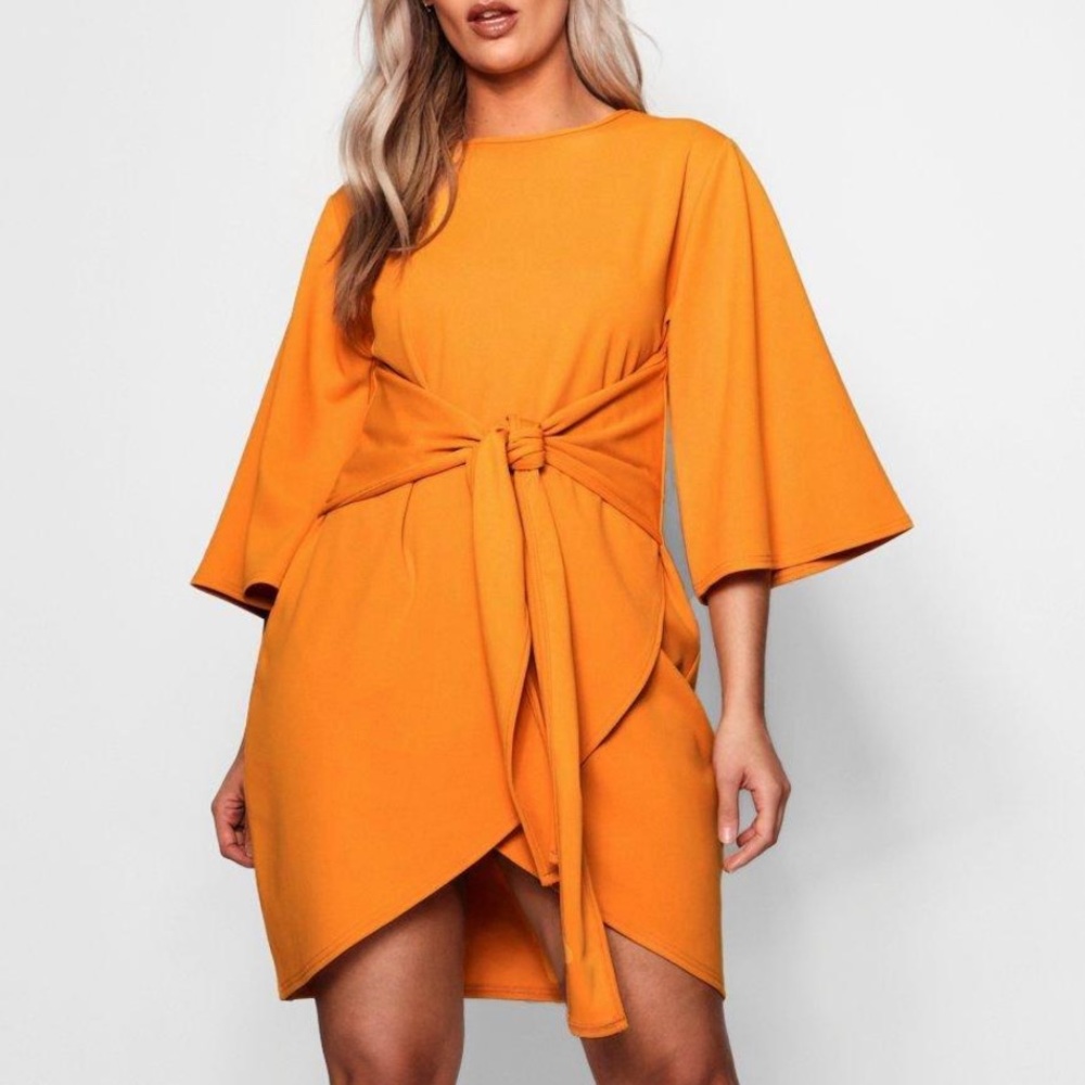 Brand new Boohoo UK wrap dress in mustard
